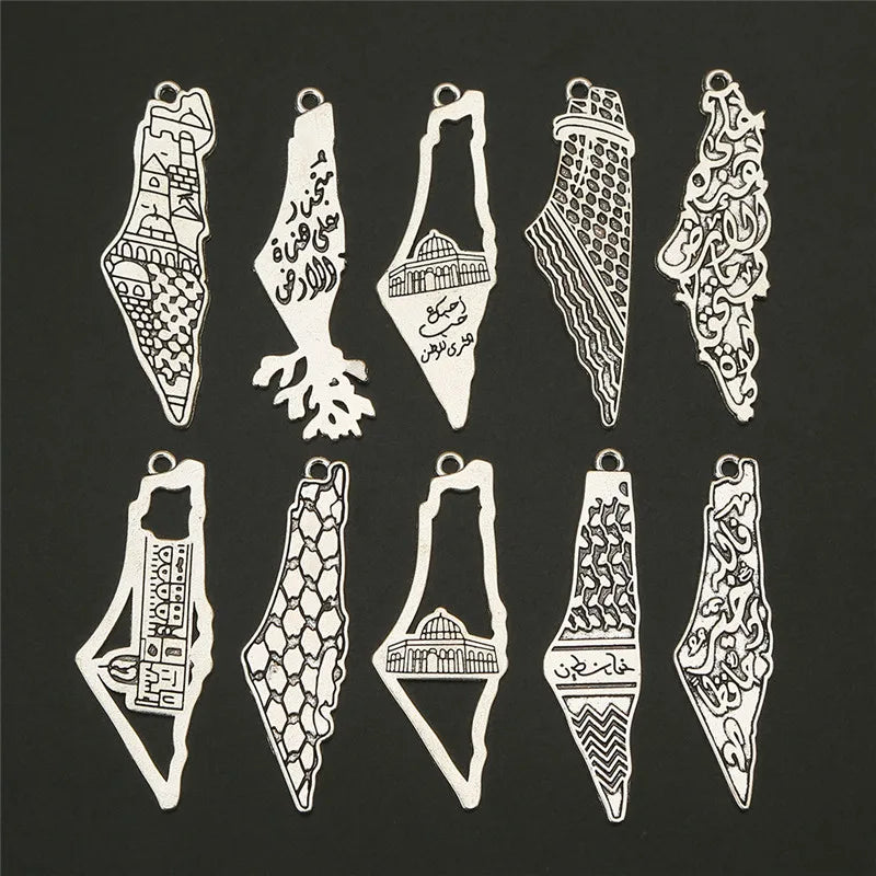 lot 10 pendentifs carte palestine gaza