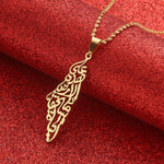 Collier carte Palestine en arabe